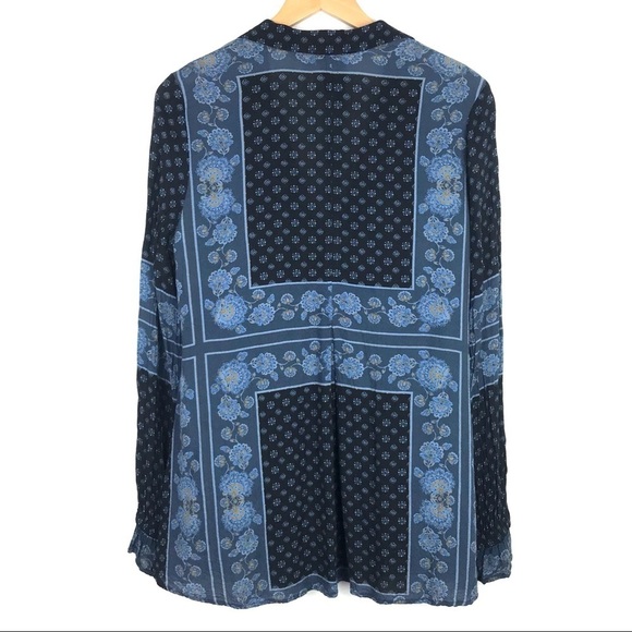 Free People blue floral print long sleeve tunic - Picture 2 of 6